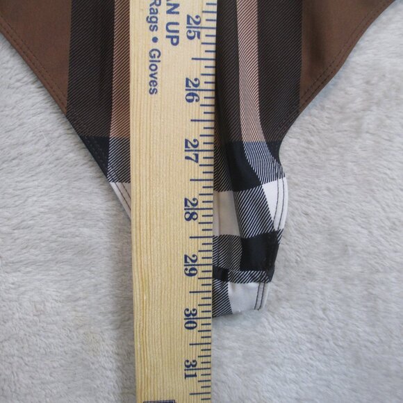Burberry Plaid Logo-Print Check Embroidered C8 Stretch Jersey Bodysuit Sz M - Picture 17 of 17